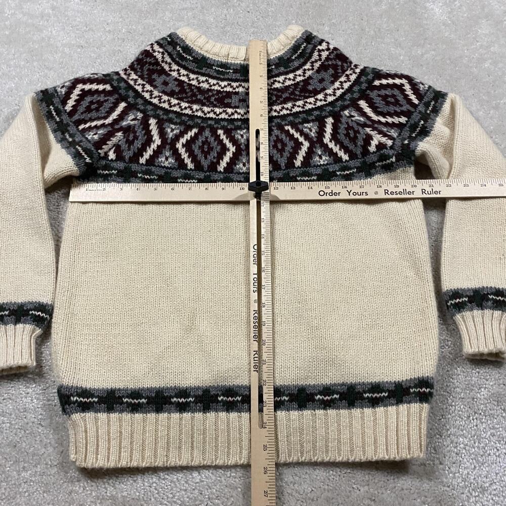 VTG Woolrich Sweater Mens S White Wool Fair Isle Crewneck Knit Pullover Heavy - Picture 4 of 6